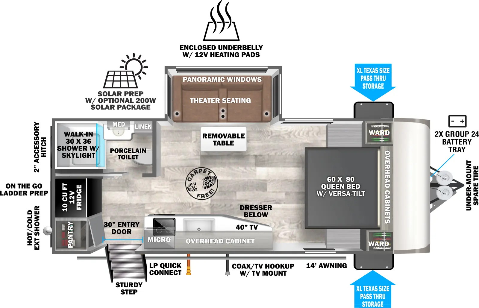 Hemisphere Travel Trailers 19RBHL Floorplan